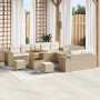 Conjunto de sofá de jardín 13 pcs Beige ratán sintético