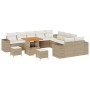 Conjunto de sofá de jardín 13 pcs Beige ratán sintético