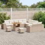 Conjunto de sofá de jardín 13 pcs Beige ratán sintético