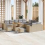 Conjunto de sofá de jardín 13 pcs Beige ratán sintético