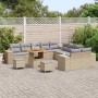 Conjunto de sofá de jardín 13 pcs Beige ratán sintético