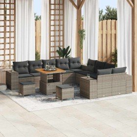 Conjunto de sofá de jardín 13 pcs Gris ratán sintético en Conjuntos de jardín | Comprar online en Foro24