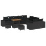 Conjunto de sofá de jardín 13 pcs Negro ratán sintético