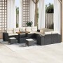 Conjunto de sofá de jardín 13 pcs Negro ratán sintético