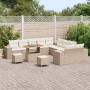 Conjunto de sofá de jardín 13 pcs Beige ratán sintético