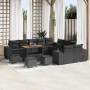 Conjunto de sofá de jardín 14 pcs Negro ratán sintético