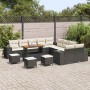 Conjunto de sofá de jardín 14 pcs Negro ratán sintético