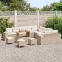 Conjunto de sofá de jardín 14 pcs Beige ratán sintético