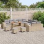 Conjunto de sofá de jardín 13 pcs Beige ratán sintético