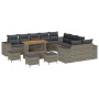 Conjunto de sofá de jardín 14 pcs Gris ratán sintético