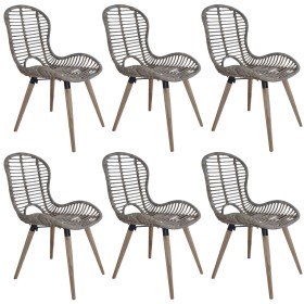Sillas de comedor 6 unidades ratán natural marrón Sillas de comedor 6 unidades ratán natural marrón