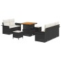 Conjunto de sofá de jardín 8 pcs Negro ratán sintético