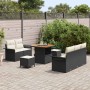 Conjunto de sofá de jardín 8 pcs Negro ratán sintético