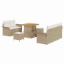 Conjunto de sofá de jardín 8 pcs Beige ratán sintético