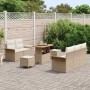Conjunto de sofá de jardín 8 pcs Beige ratán sintético