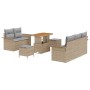 Conjunto de sofá de jardín 8 pcs Beige ratán sintético