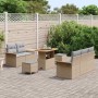 Conjunto de sofá de jardín 8 pcs Beige ratán sintético