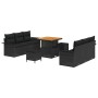 Conjunto de sofá de jardín 9 pcs Negro ratán sintético