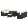 Conjunto de sofá de jardín 9 pcs Negro ratán sintético