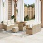 Conjunto de sofá de jardín 9 pcs Beige ratán sintético