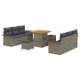 Conjunto de sofá de jardín 9 pcs Gris ratán sintético
