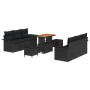 Conjunto de sofá de jardín 9 pcs Negro ratán sintético