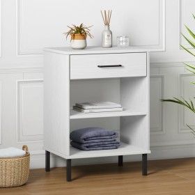 Konsolenschrank mit Metallbeinen aus massivem Kiefernholz, weiß OSLO von vidaXL, Seitentische - Ref: Foro24-351002, Preis: 47...