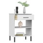 Console cabinet with metal legs made of solid white pine wood OSLO by vidaXL, Side tables - Ref: Foro24-351002, Price: 47,21 ...