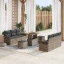 Conjunto de sofá de jardín 9 pcs Gris ratán sintético