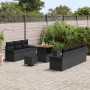 Conjunto de sofá de jardín 10 pcs Negro ratán sintético