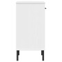 Console cabinet with metal legs made of solid white pine wood OSLO by vidaXL, Side tables - Ref: Foro24-351002, Price: 47,21 ...