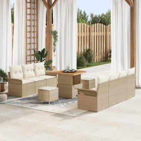 Conjunto de sofá de jardín 10 pcs Beige ratán sintético Conjunto de sofá de jardín 10 pcs Beige ratán sintético