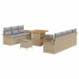 Conjunto de sofá de jardín 10 pcs Beige ratán sintético