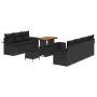 Conjunto de sofá de jardín 10 pcs Negro ratán sintético