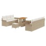 Conjunto de sofá de jardín 10 pcs Beige ratán sintético