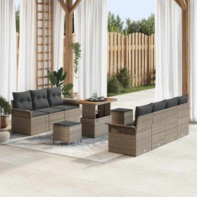 Conjunto de sofá de jardín 10 pcs Gris ratán sintético