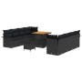Conjunto de sofá de jardín 11 pcs Negro ratán sintético