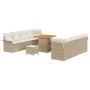 Conjunto de sofá de jardín 11 pcs Beige ratán sintético