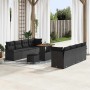 Conjunto de sofá de jardín 11 pcs Negro ratán sintético