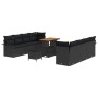 Conjunto de sofá de jardín 11 pcs Negro ratán sintético