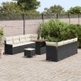 Conjunto de sofá de jardín 11 pcs Negro ratán sintético