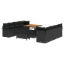 Conjunto de sofá de jardín 11 pcs Negro ratán sintético