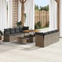 Conjunto de sofá de jardín 11 pcs Gris ratán sintético