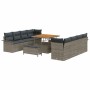 Conjunto de sofá de jardín 11 pcs Gris ratán sintético