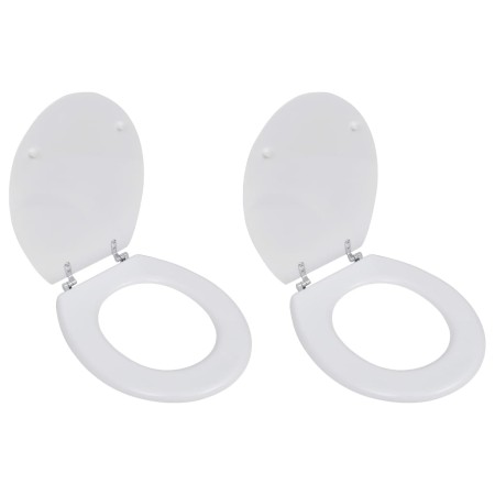 Asiento inodoro con tapas 2 piezas MDF blanco