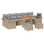 Conjunto de sofá de jardín 10 pcs Beige ratán sintético