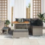 Conjunto de sofá de jardín 8 pcs Gris ratán sintético