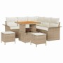Conjunto de sofá de jardín 8 pcs Beige ratán sintético