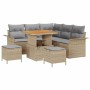 Conjunto de sofá de jardín 8 pcs Beige ratán sintético