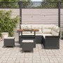 Conjunto de sofá de jardín 8 pcs Negro ratán sintético